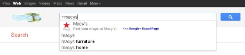 Macy's Google+ Brand Page in Search